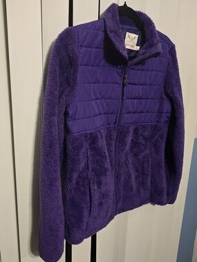 Faded Glory Women's Royal Purple Quilted Puffer Jacket With Fleece - EUC - Small
